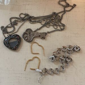 Key to your heart jewelry lot - 2 necklaces, 1 bracelet, pierced earrings
